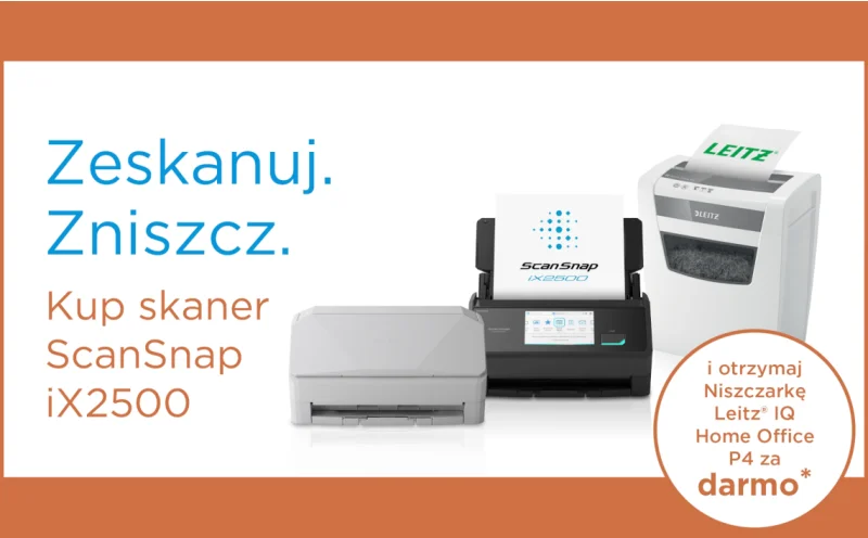 Kup Ricoh ScanSnap iX2500 i odbierz darmową niszczarkę Leitz IQ Home Office P4!