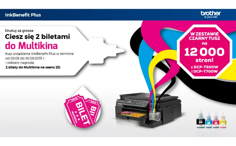 Kup BROTHER InkBenefit Plus DCP-T300 / DCP-T500W / DCP-T700W i odbierz 2 bilety do Multikina