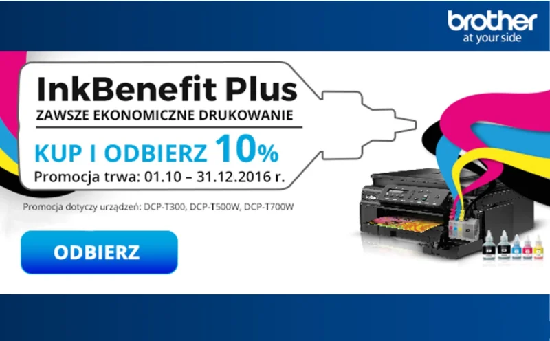 BROTHER InkBenefit Plus - zawsze ekonomiczne drukowanie. Kup i odbierz 10%