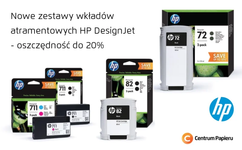 Oszczędność do 20% - zestawy wkładów atramentowych HP 711, 72, 82