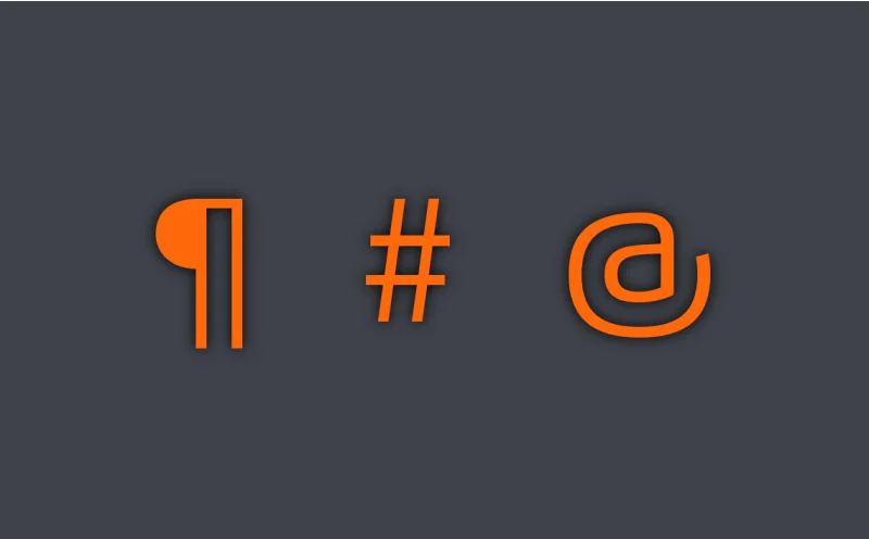 Pilcrow, hash i małpa