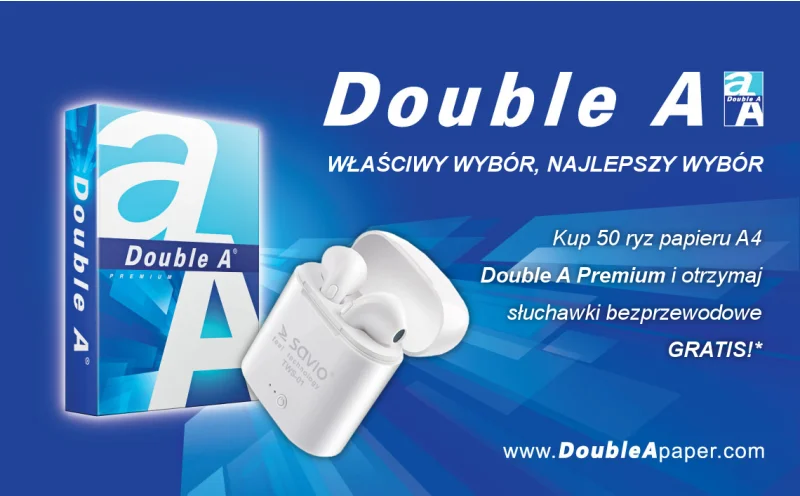 Papier Double A + słuchawki bezprzewodowe