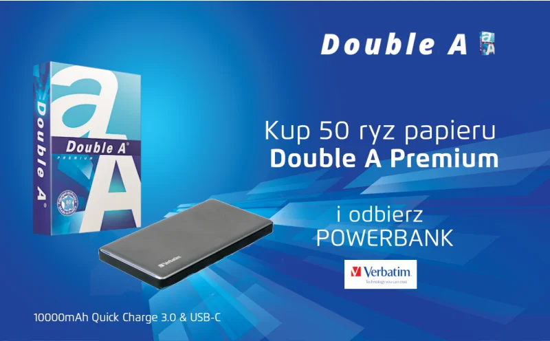 Papier Double A + powerbank VERBATIM